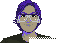 Retrato en pixel art de Dana Hernández con gafas